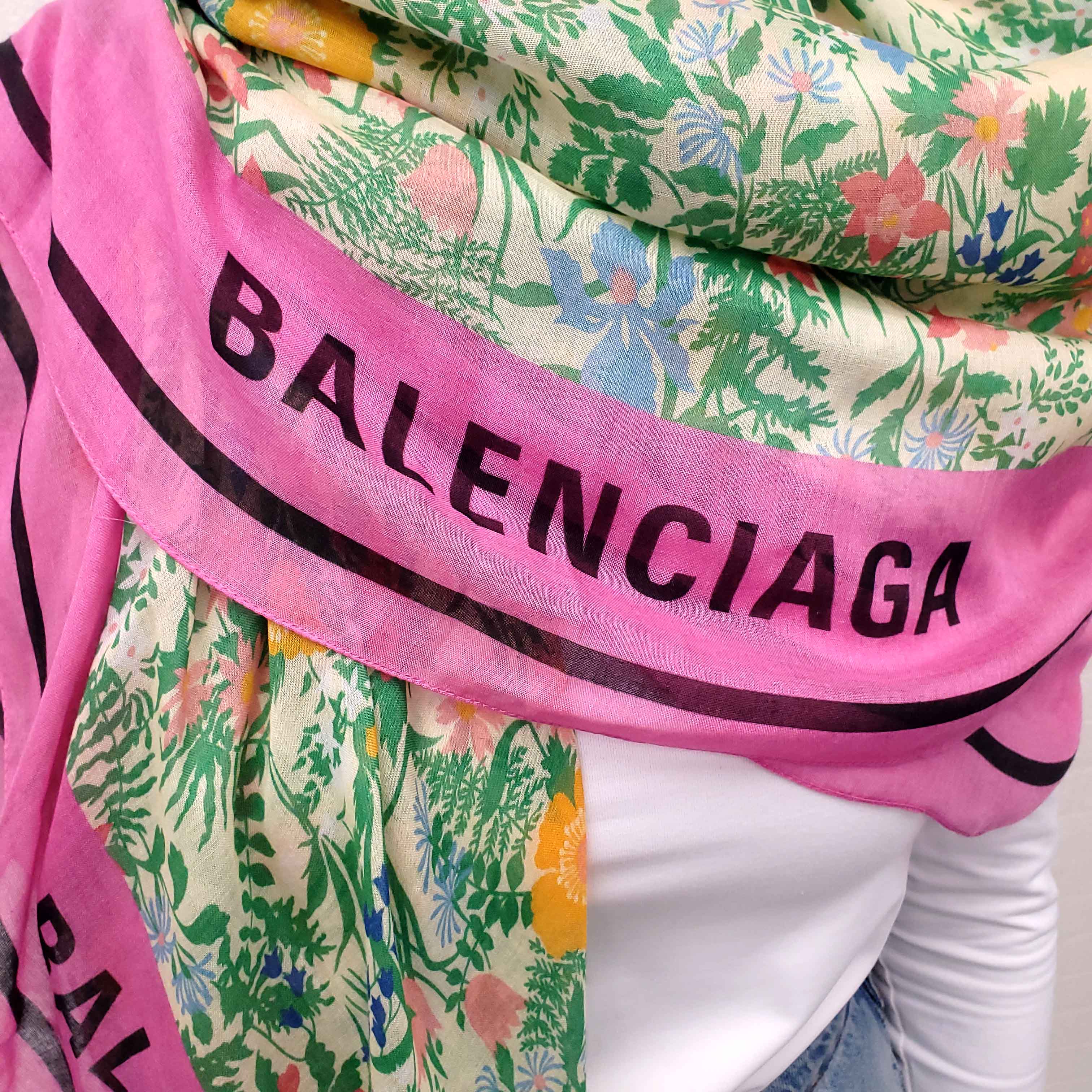 BALENCIAGA FLORAL LOGO SCARF
