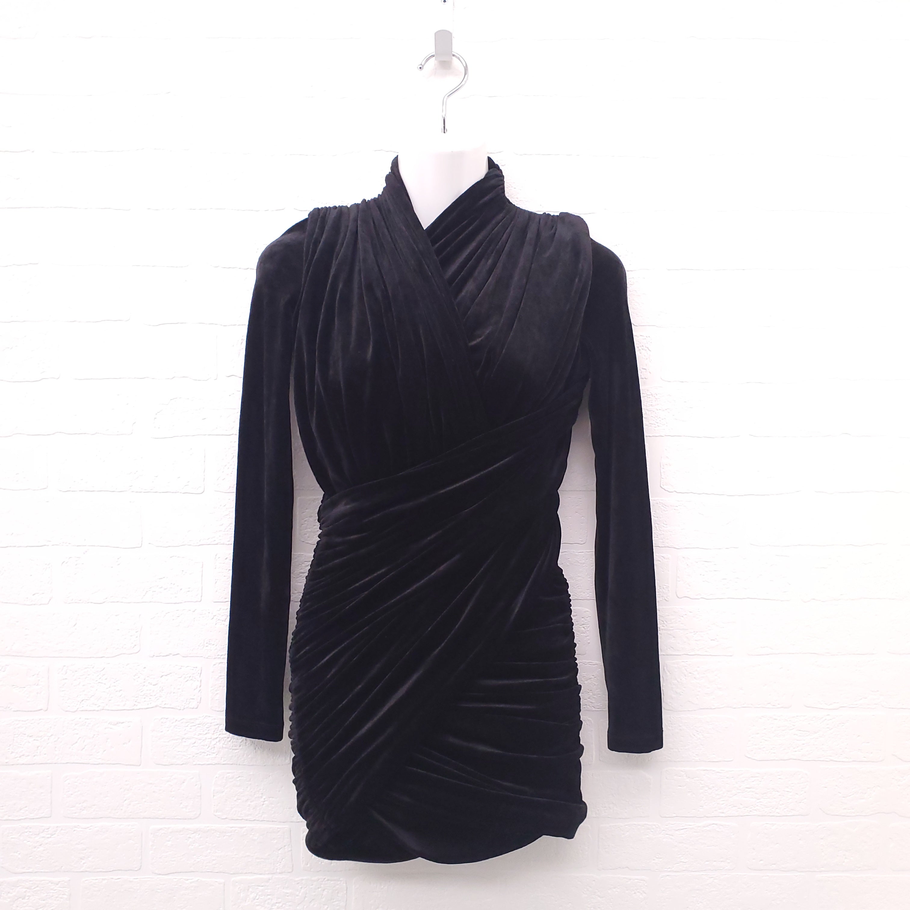 BALENCIAGA FLUID VELVET MINI DRESS - SIZE 34