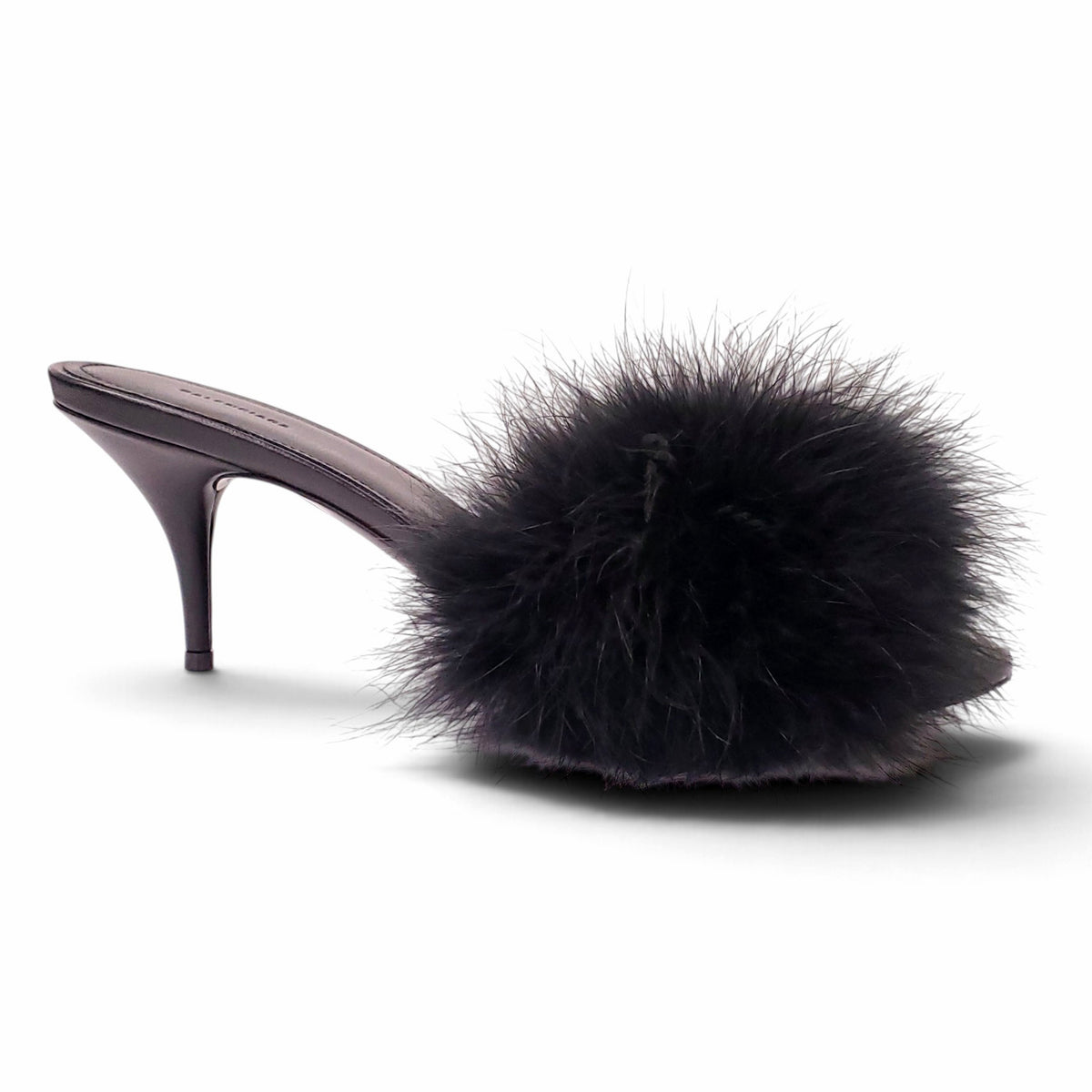 BALENCIAGA FUR KITTEN HEEL MULES - SIZE 40
