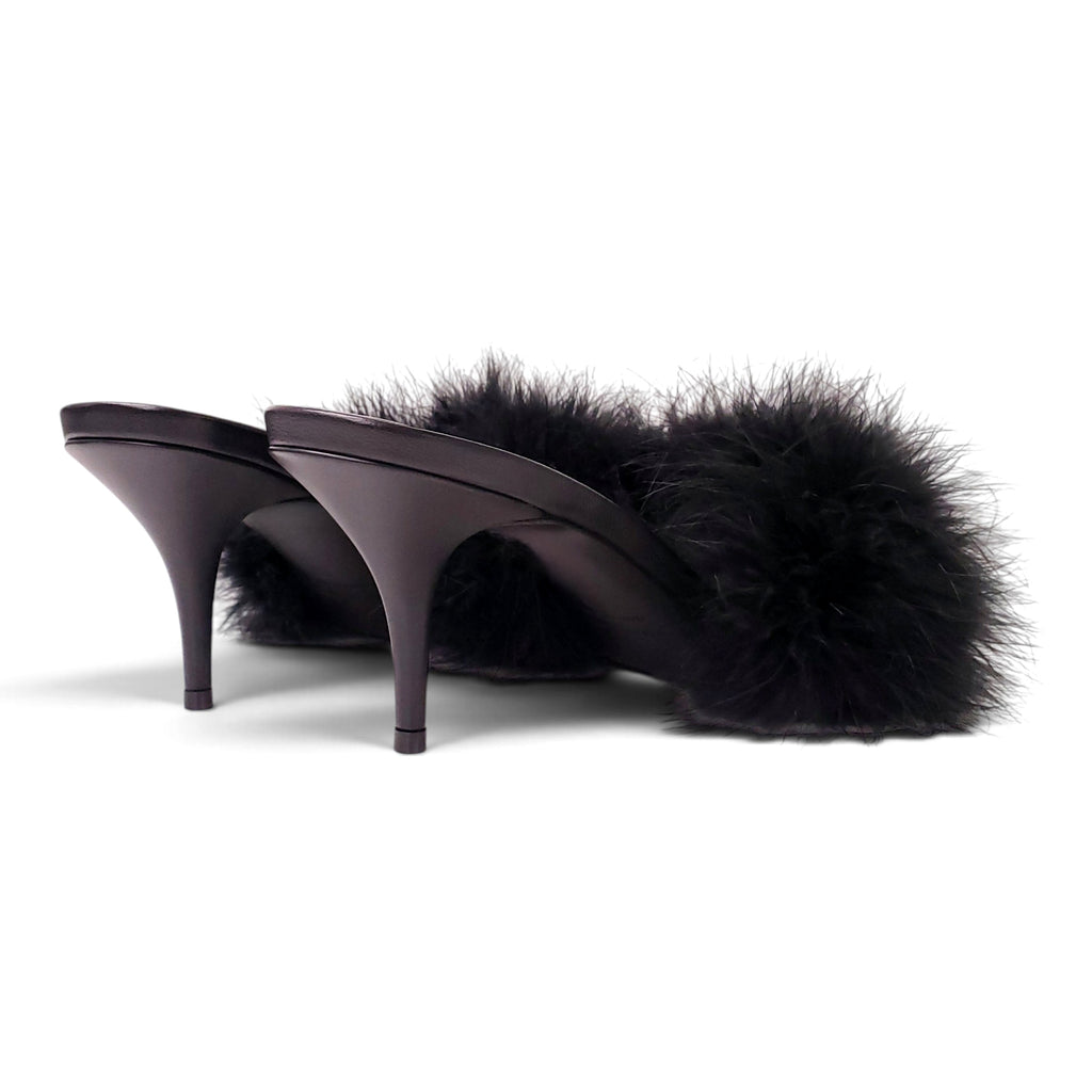 BALENCIAGA FUR KITTEN HEEL MULES - SIZE 40