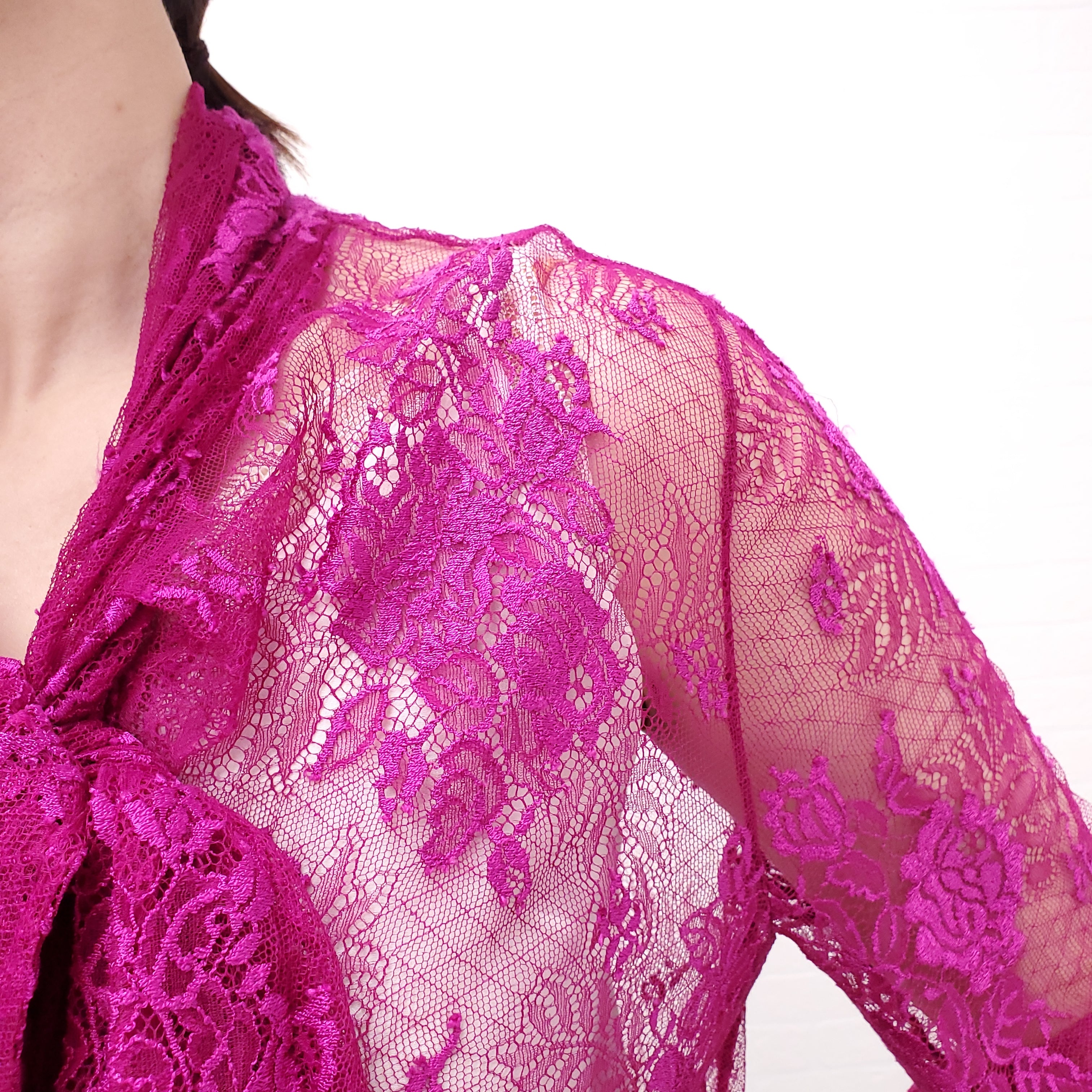 BALENCIAGA FUSCIA PINK LACE BLOUSE - SIZE 40