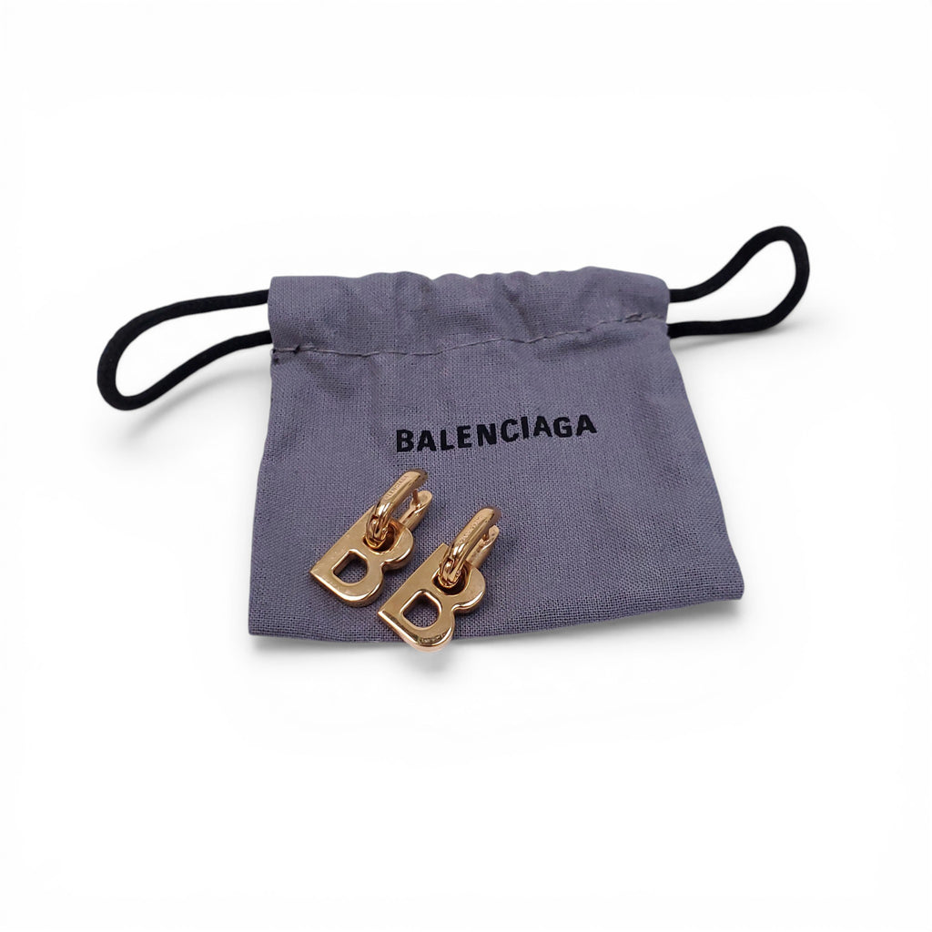 BALENCIAGA GOLD B CHAIN XS EARRINGS