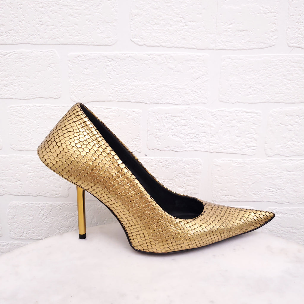 BALENCIAGA GOLD ESSEX PUMP - SIZE 36