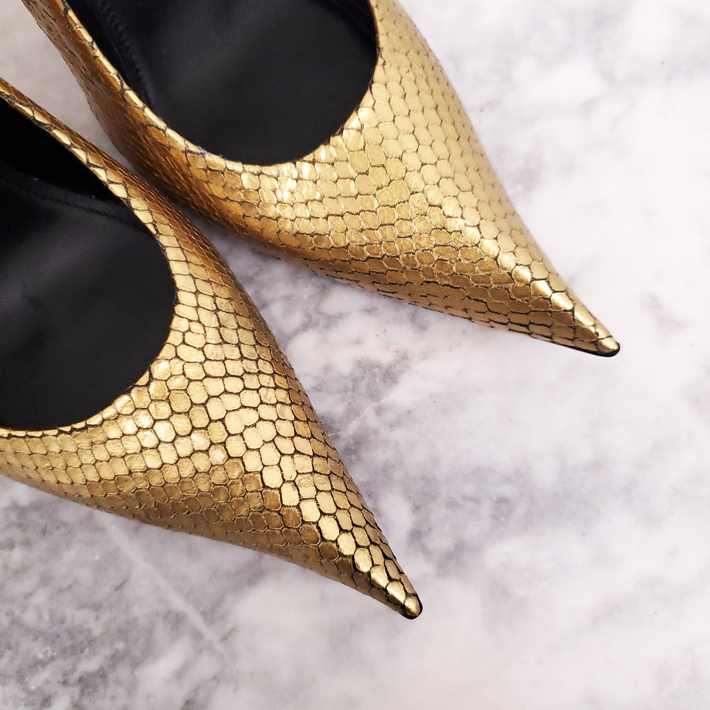 BALENCIAGA GOLD ESSEX PUMP - SIZE 36