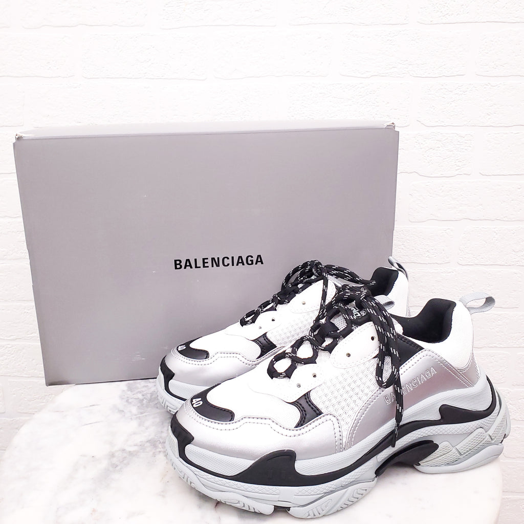 BALENCIAGA GREY/BLACK FLUO CLEAR SOLE SNEAKERS - SIZE 40