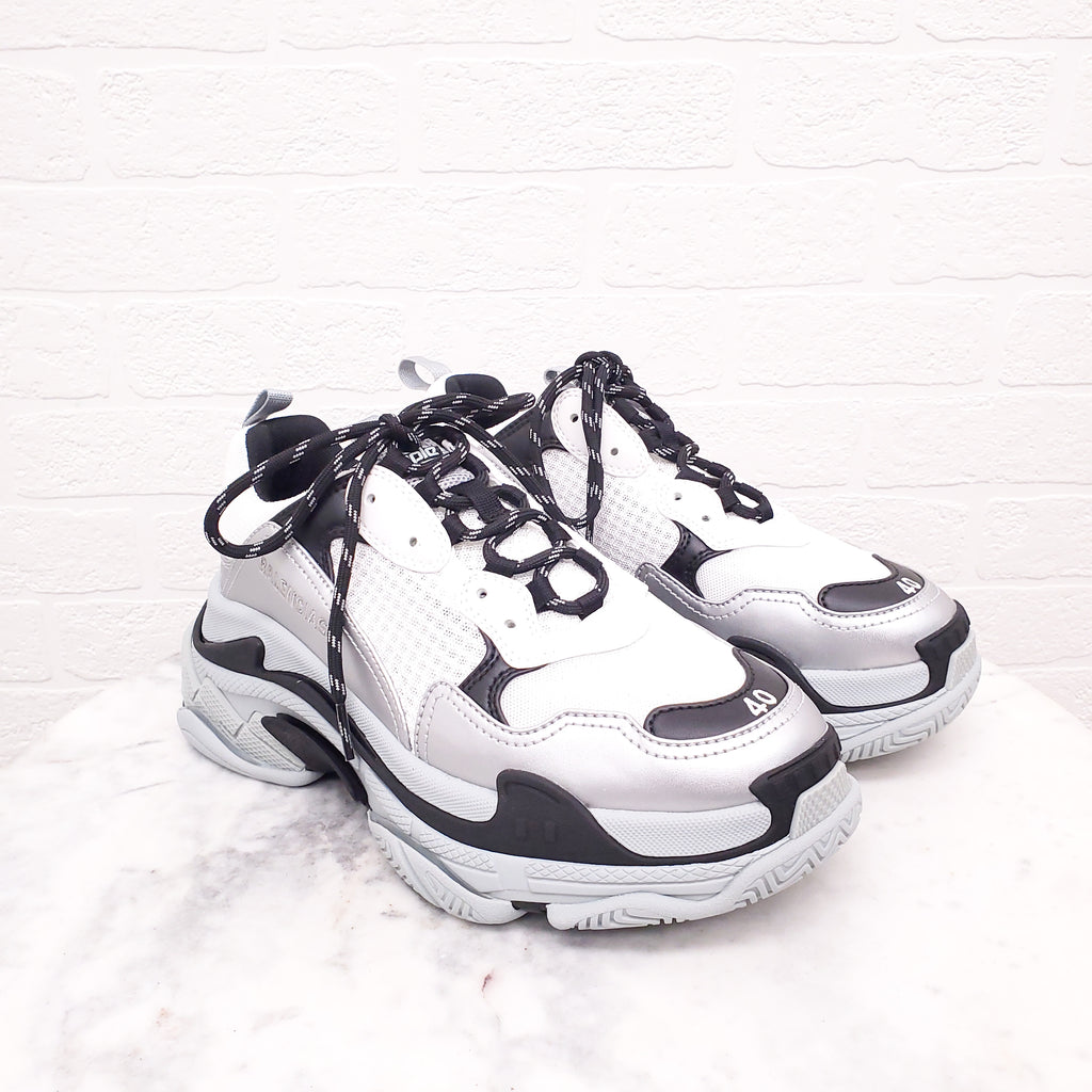 BALENCIAGA GREY/BLACK FLUO CLEAR SOLE SNEAKERS - SIZE 40