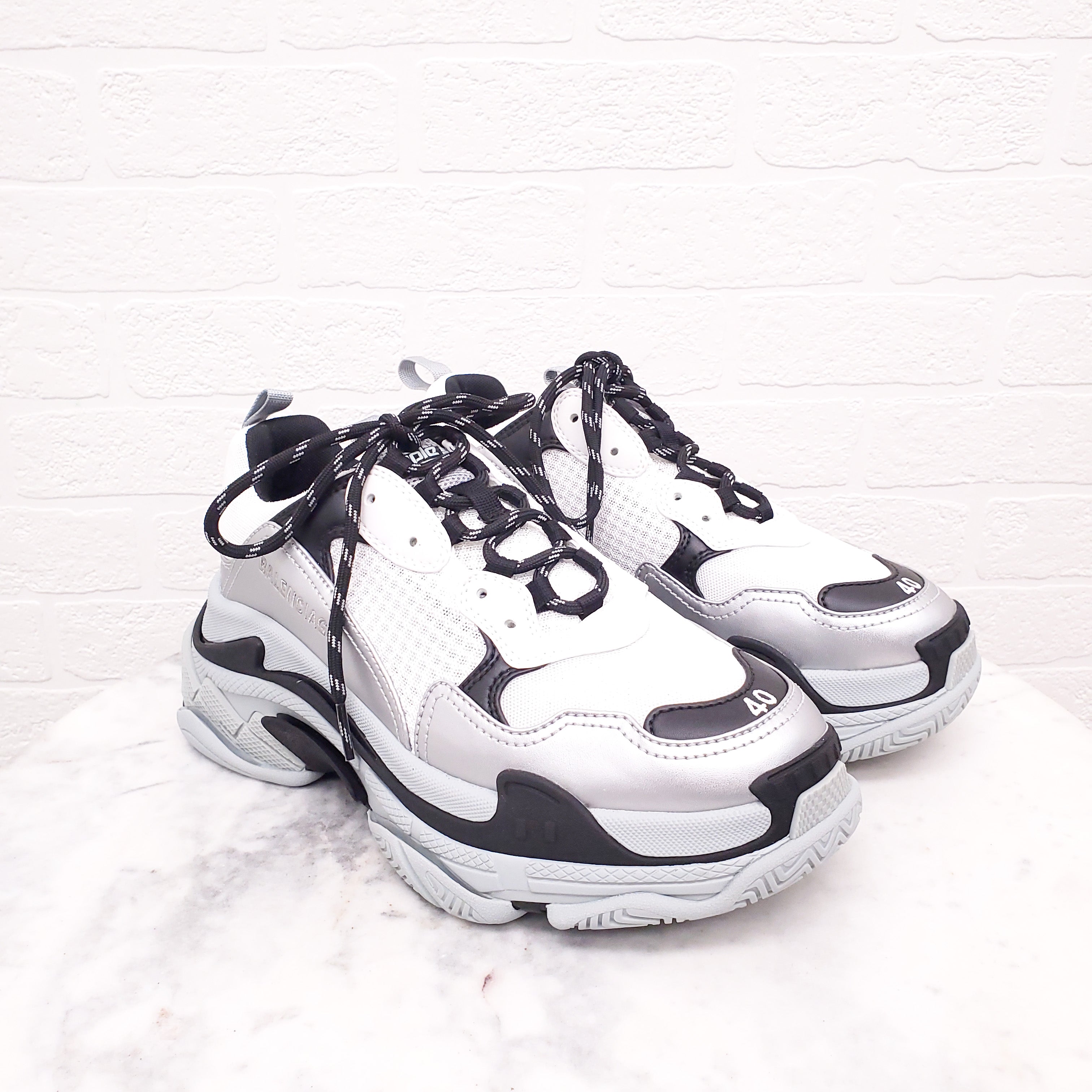 BALENCIAGA GREY/BLACK FLUO CLEAR SOLE SNEAKERS - SIZE 40