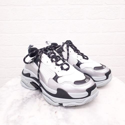 BALENCIAGA GREY/BLACK FLUO CLEAR SOLE SNEAKERS - SIZE 40