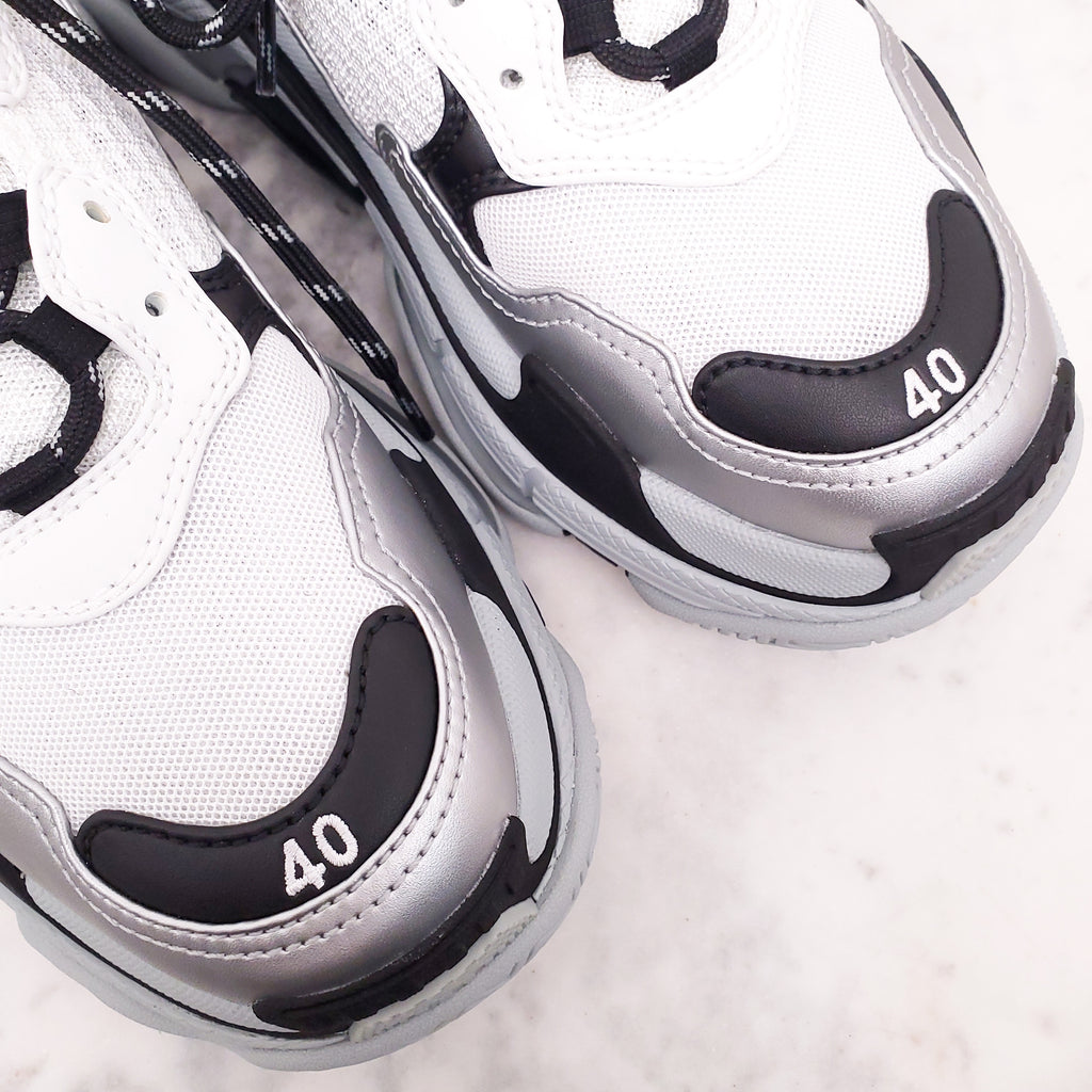 BALENCIAGA GREY/BLACK FLUO CLEAR SOLE SNEAKERS - SIZE 40