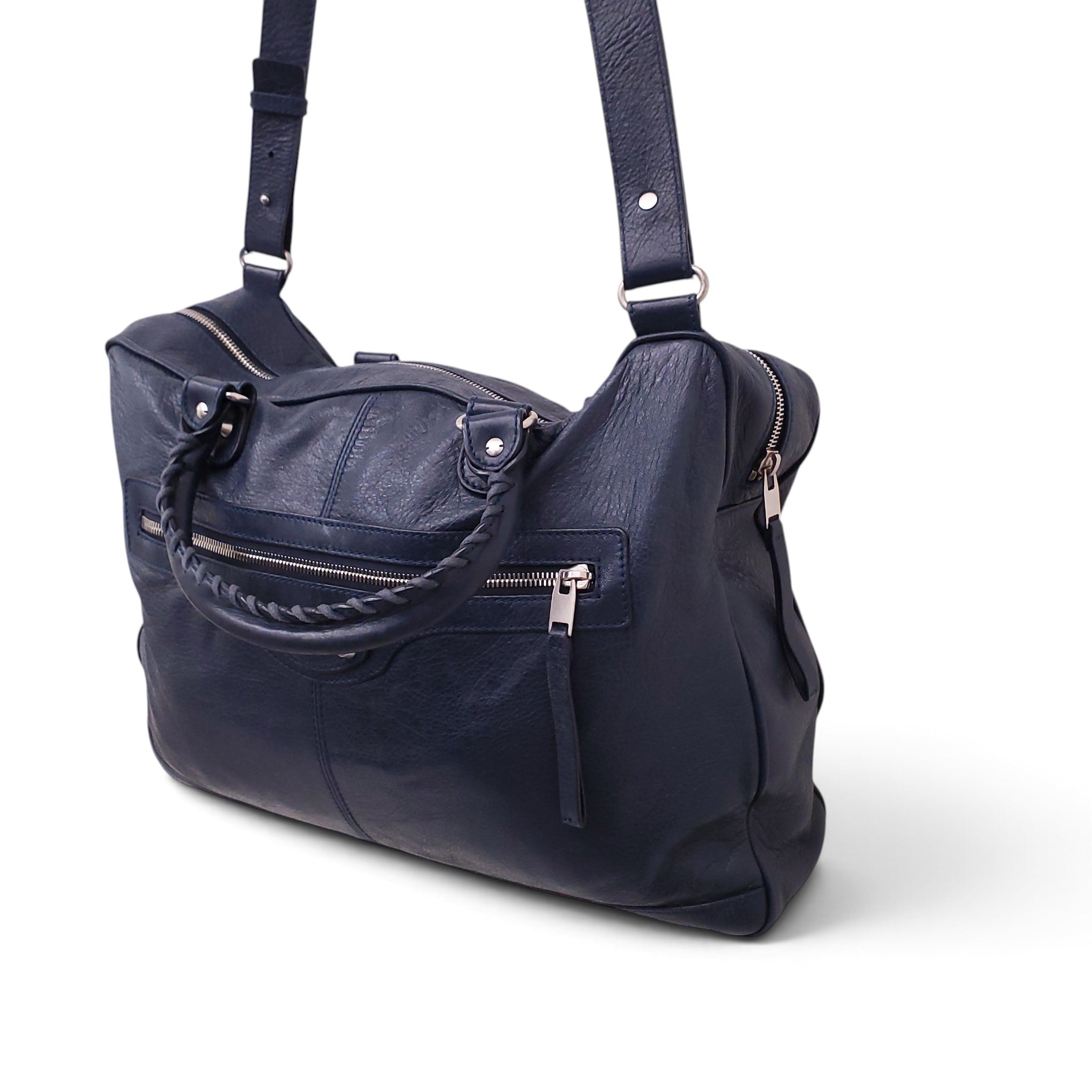 BALENCIAGA NAVY MOTO CROSS BAG