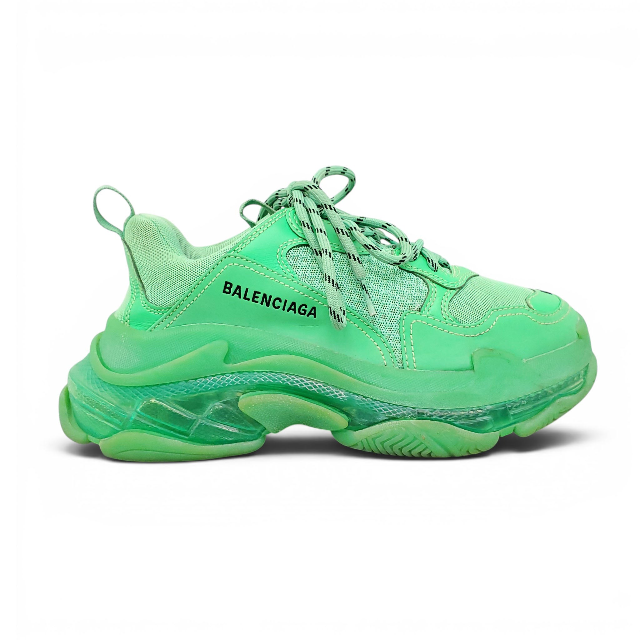 BALENCIAGA NEON GREEN TRIPLE S SNEAKERS - SIZE 40