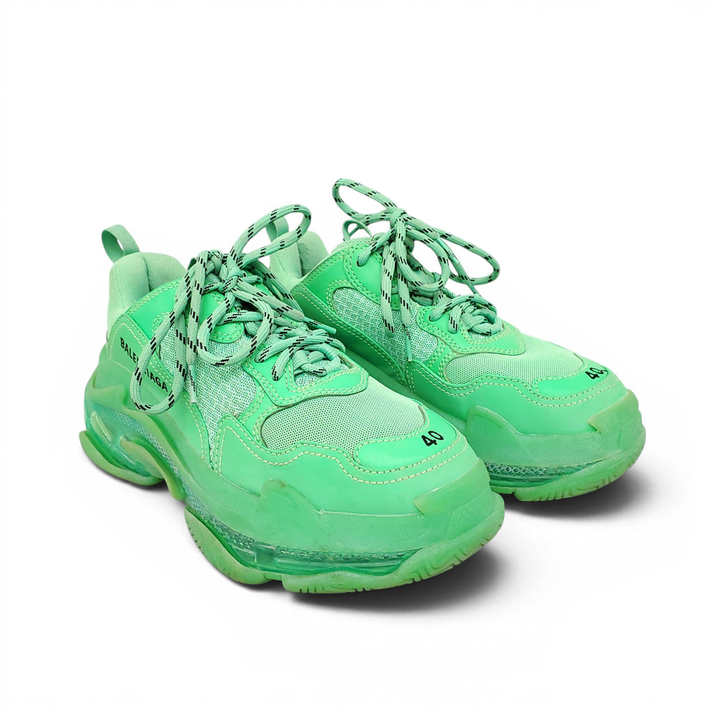 BALENCIAGA NEON GREEN TRIPLE S SNEAKERS - SIZE 40