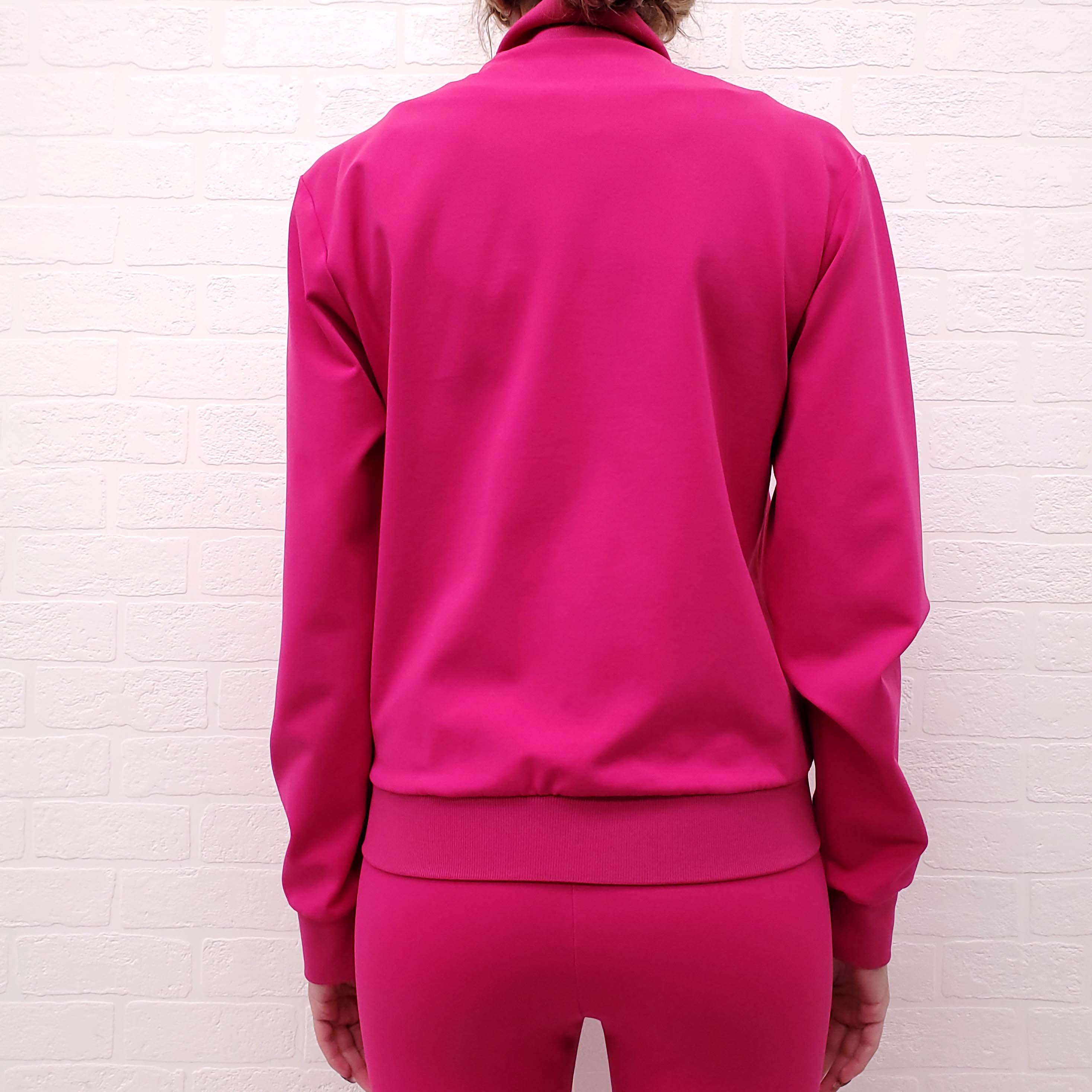 BALENCIAGA OVERSIZED FUCHSIA LOGO ZIP UP SWEATER - SIZE 36