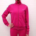 BALENCIAGA OVERSIZED FUCHSIA LOGO ZIP UP SWEATER - SIZE 36