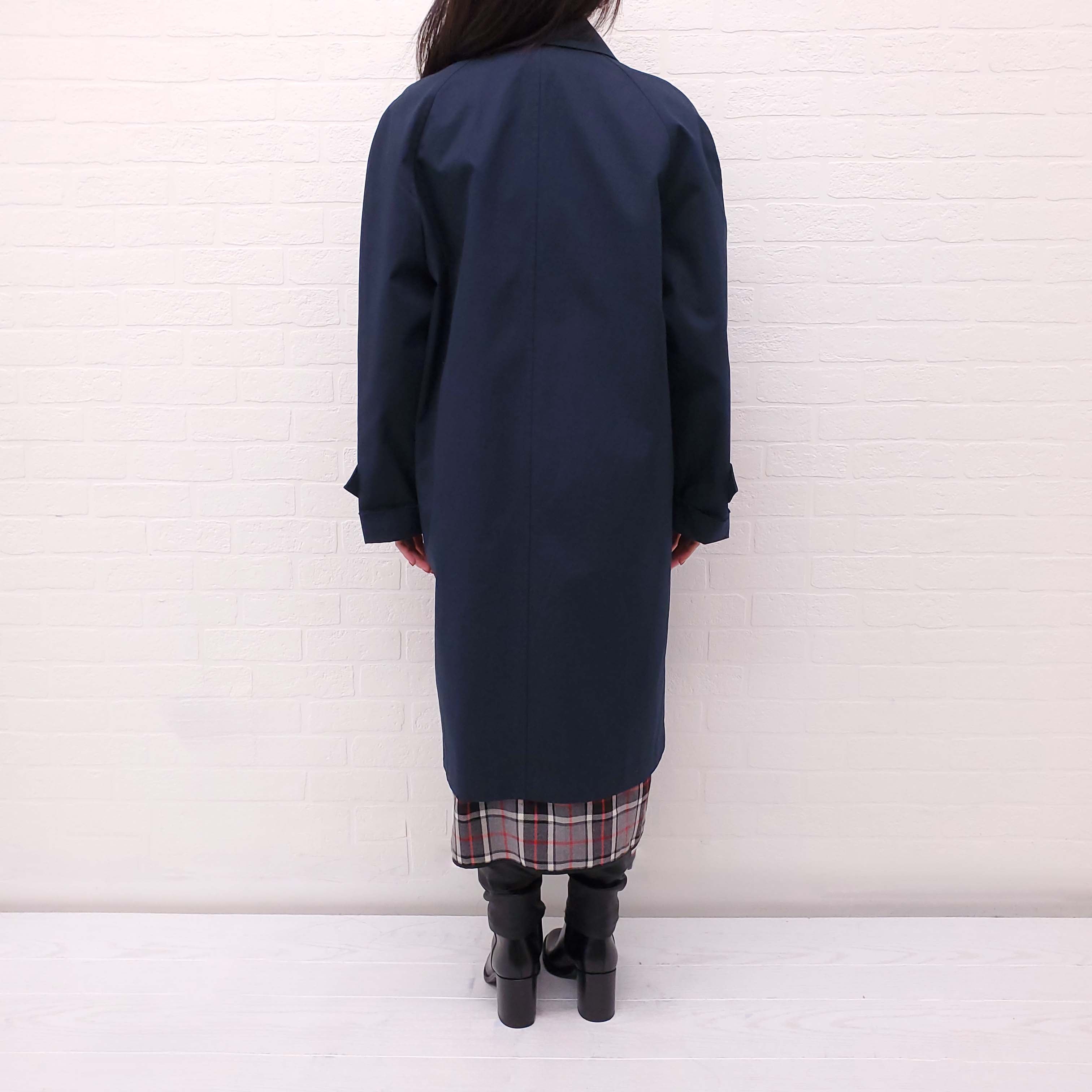 BALENCIAGA OVERSIZED NAVY TRENCH COAT WITH PLAID LINING - SIZE 36