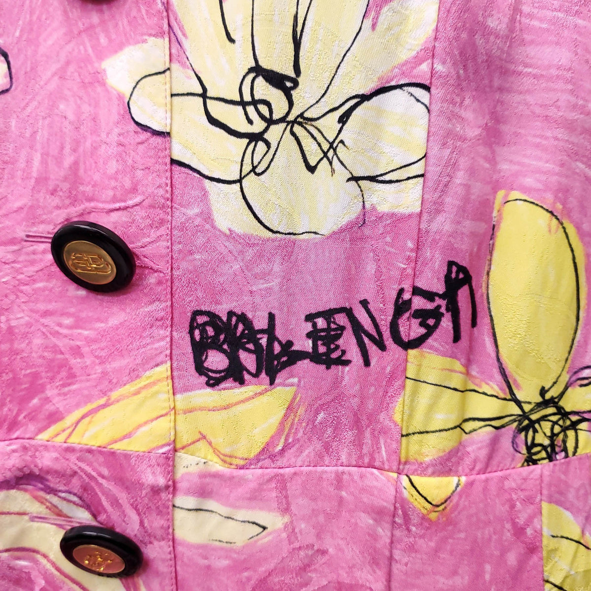BALENCIAGA PINK AND YELLOW FLORAL MAXI DRESS - SIZE 36