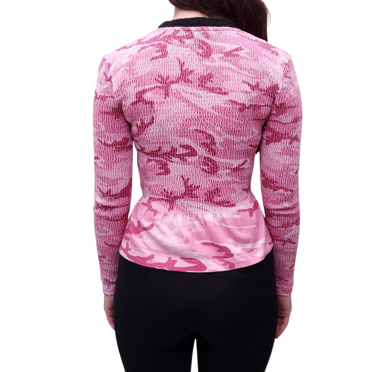 BALENCIAGA PINK CAMO RUCHED LONG SLEEVE - SIZE XS