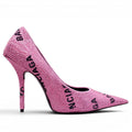 BALENCIAGA PINK CRYSTAL LOGO KNIFE PUMPS - SIZE 37