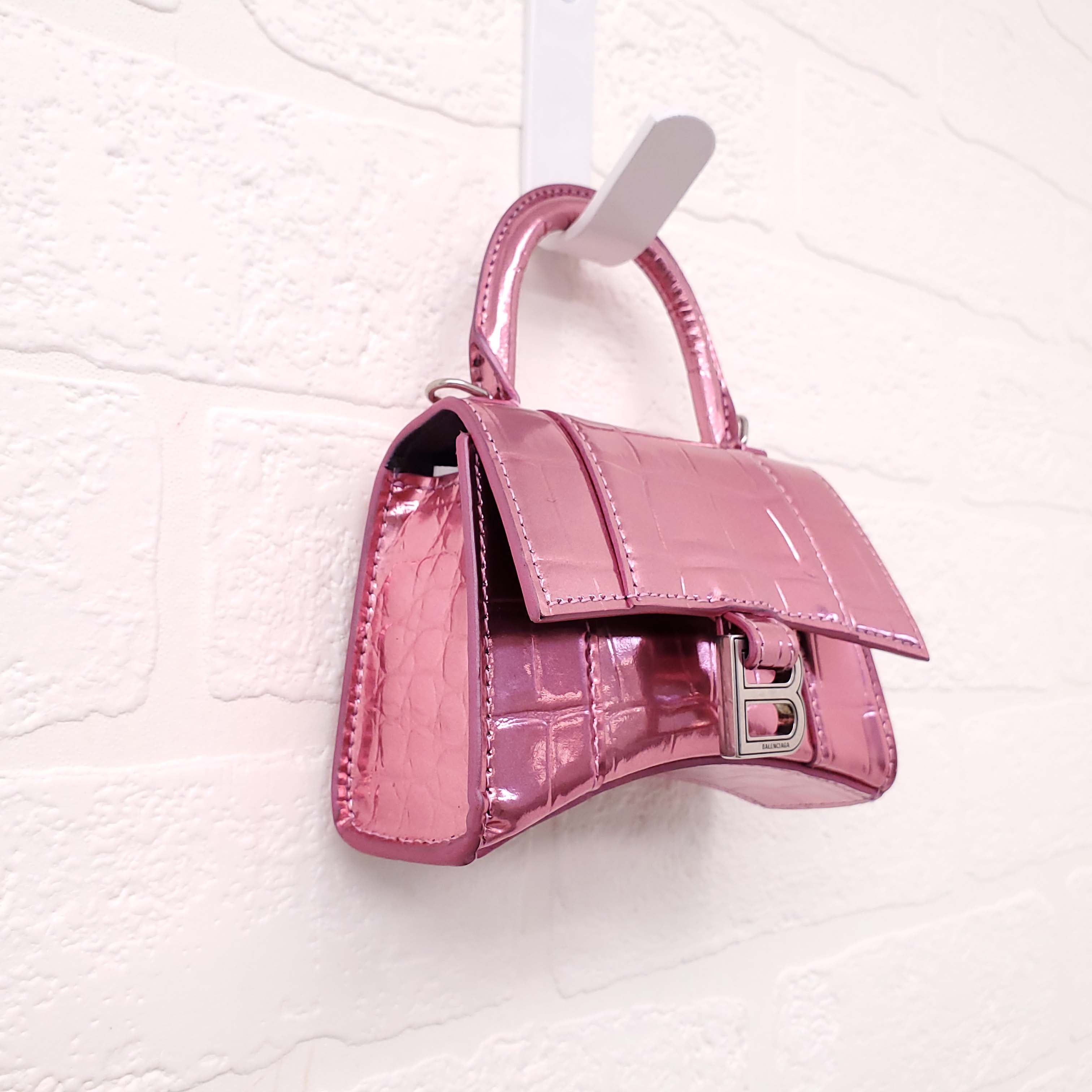 BALENCIAGA PINK HOURGLASS EXTREME MINI CROSSBODY BAG