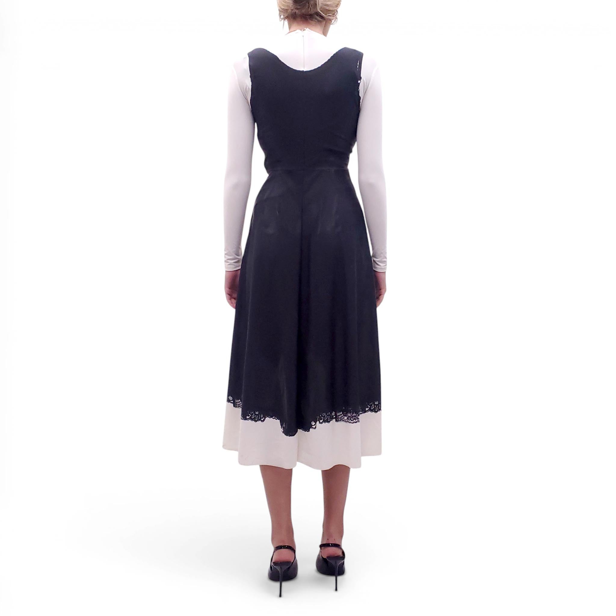 BALENCIAGA PRINTED 'TROMPE L'OEIL LACE' BLACK AND WHITE DRESS - SIZE 38