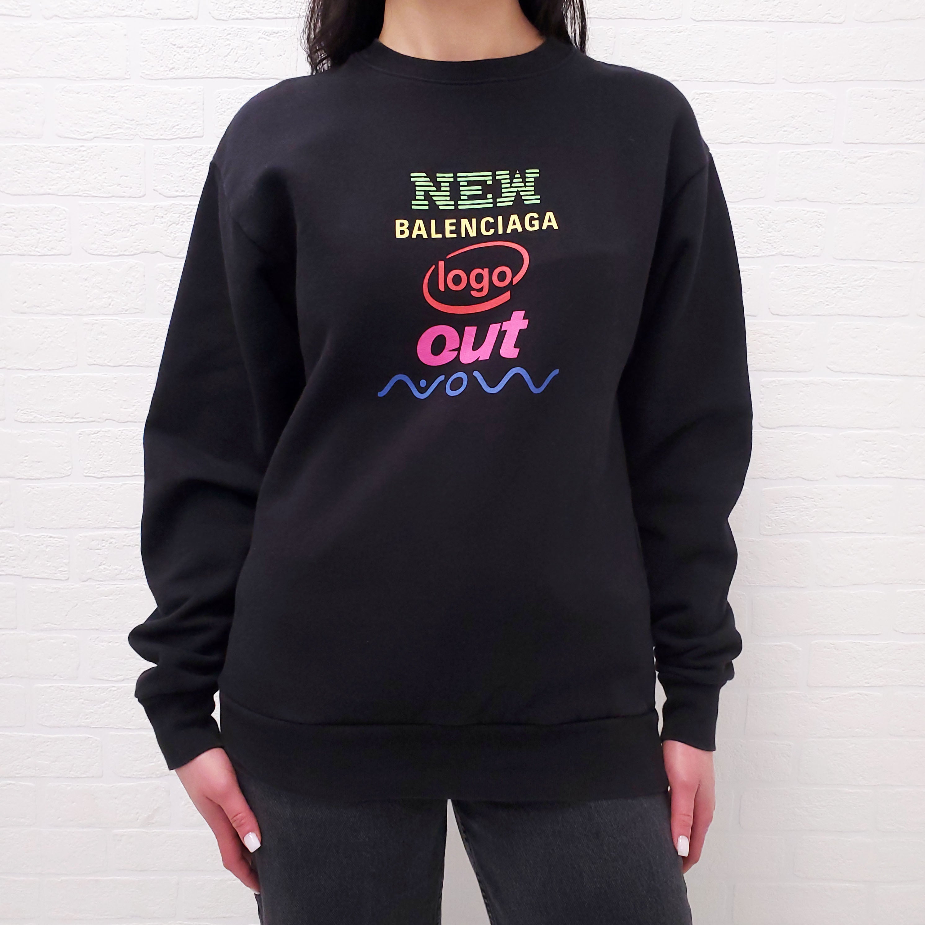 BALENCIAGA RAINBOW LOGO SWEATSHIRT - SIZE XS