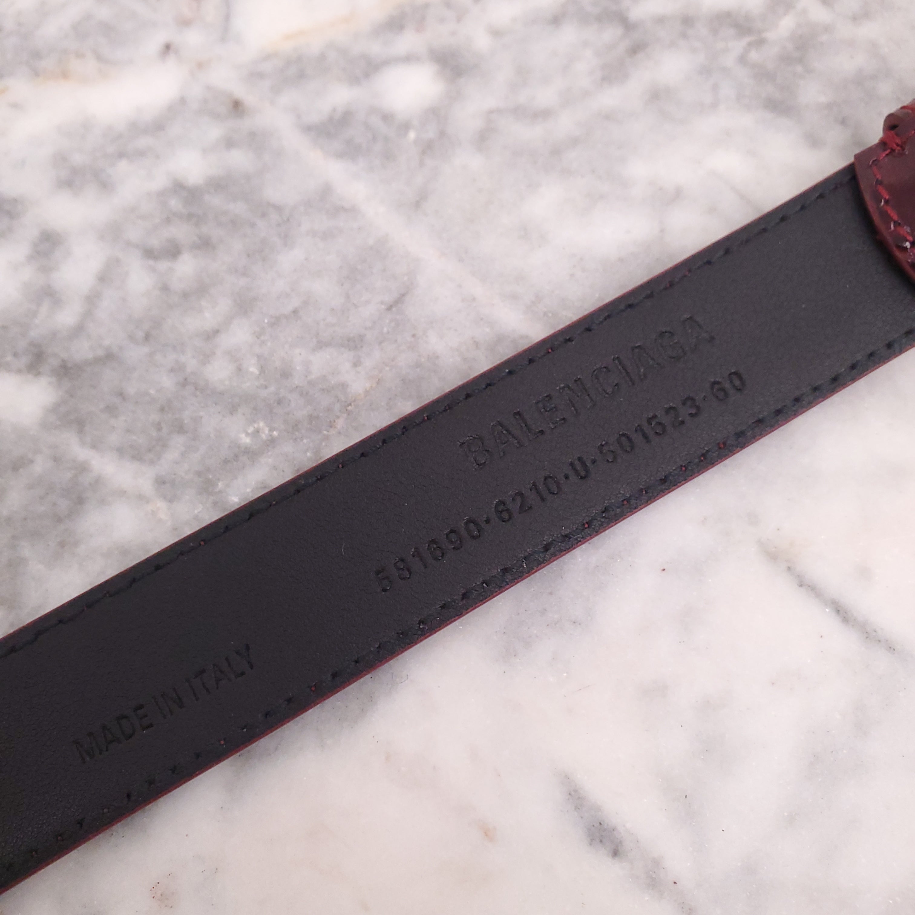 BALENCIAGA RED CROC LOGO BELT - SIZE 60
