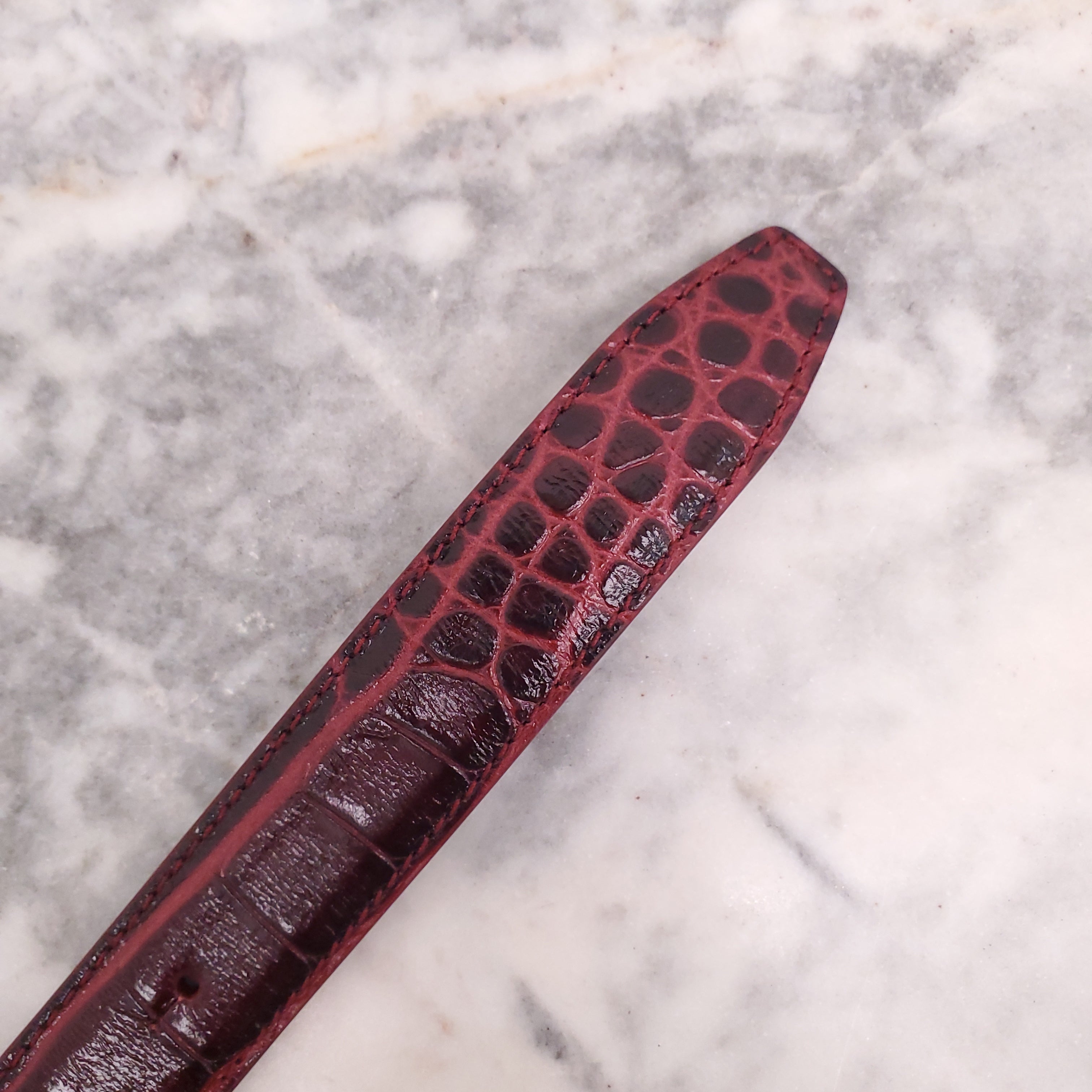 BALENCIAGA RED CROC LOGO BELT - SIZE 60