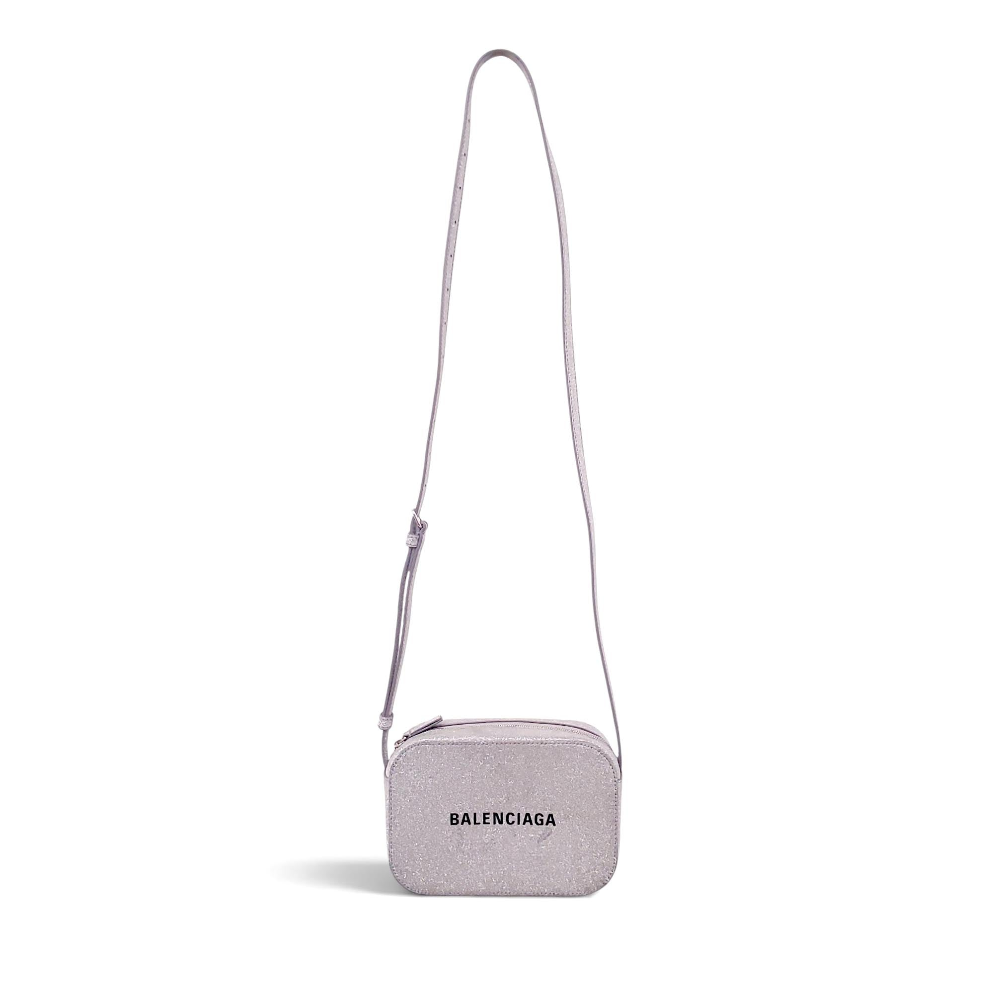 BALENCIAGA SILVER SPARKLE CAMERA BAG