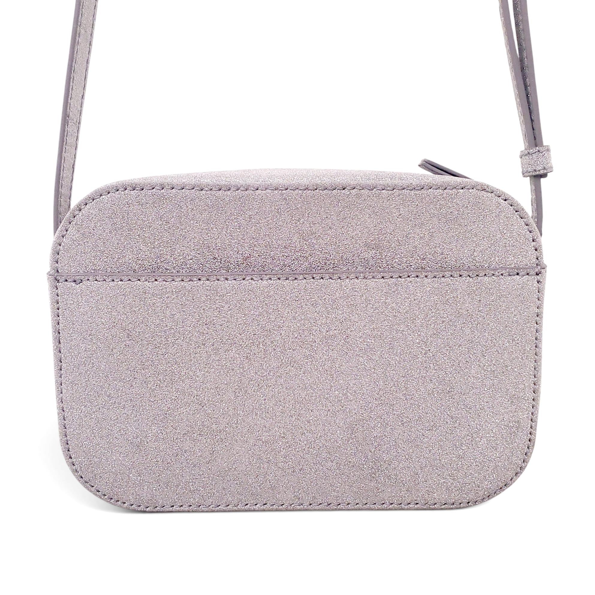BALENCIAGA SILVER SPARKLE CAMERA BAG