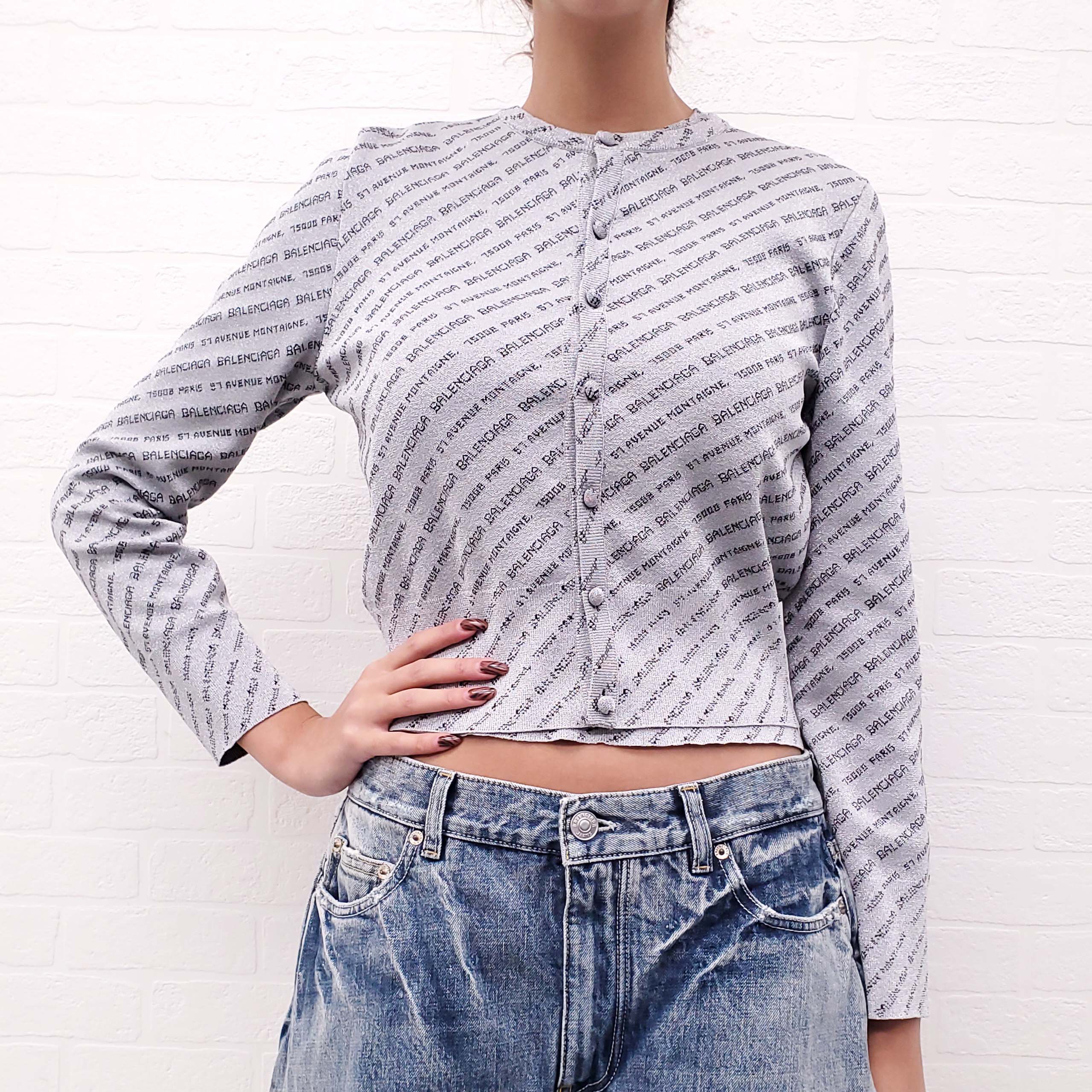 BALENCIAGA SILVER LOGO CARDIGAN - SIZE 40