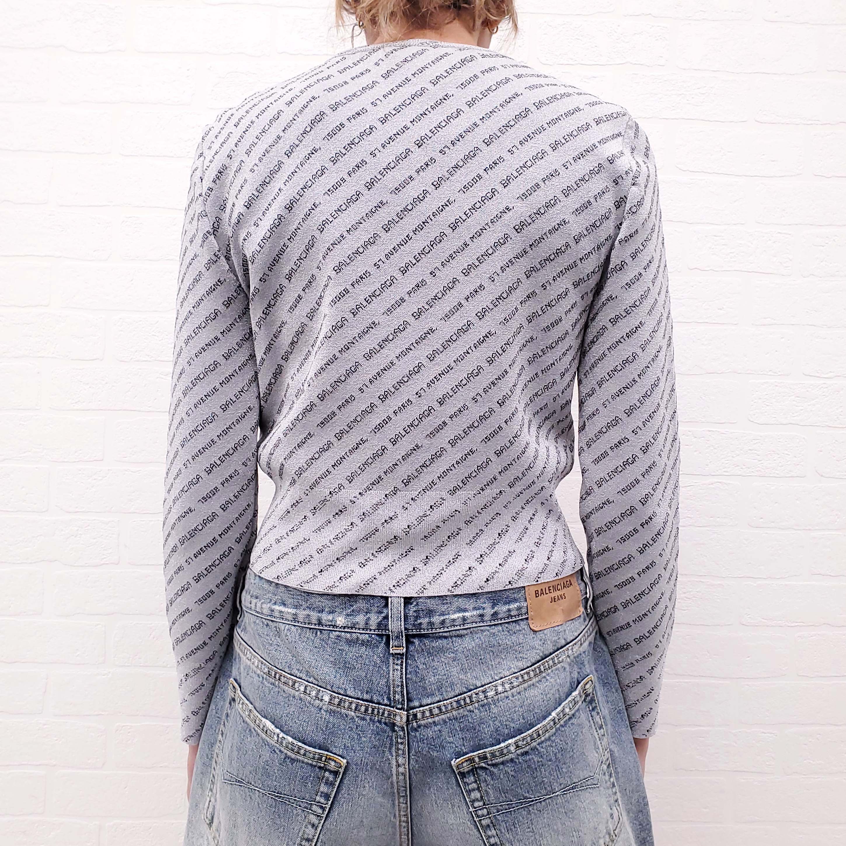 BALENCIAGA SILVER LOGO CARDIGAN - SIZE 40