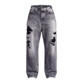 BALENCIAGA VELVET DENIM EFFECT WIDE LEG TROUSERS - SIZE M