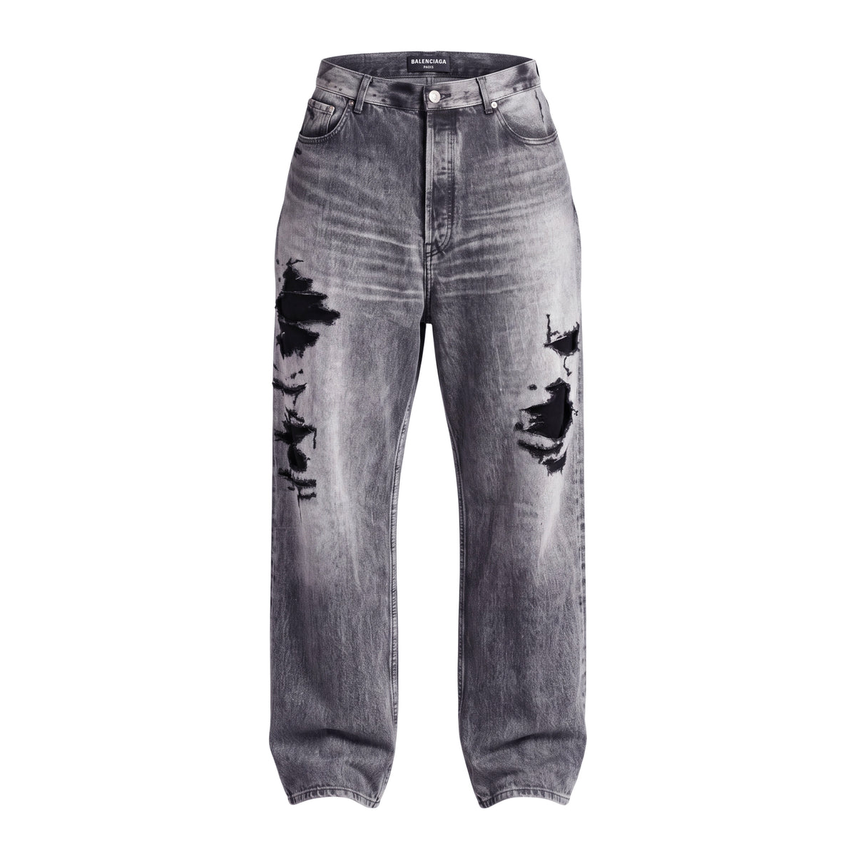 BALENCIAGA VELVET DENIM EFFECT WIDE LEG TROUSERS - SIZE M