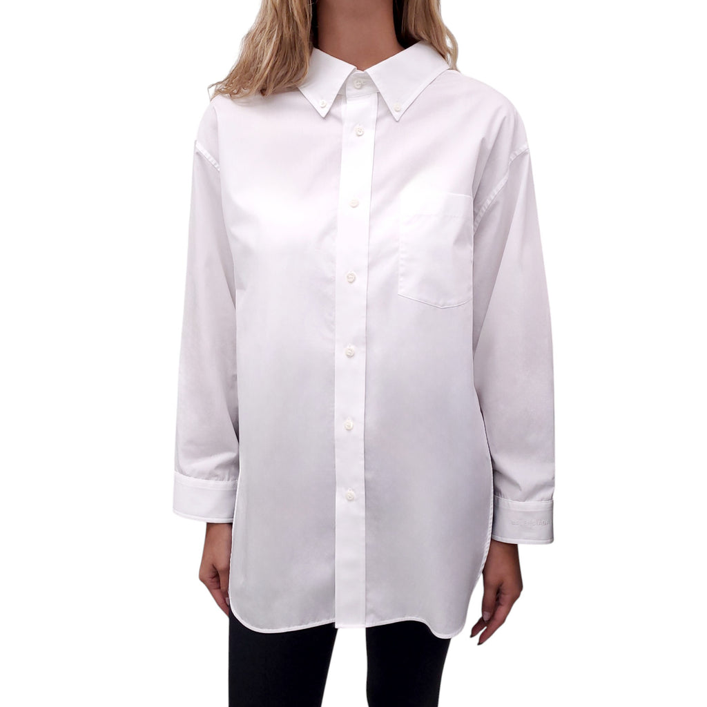 BALENCIAGA WHITE COTTON OVERSIZED BLOUSE - SIZE 34