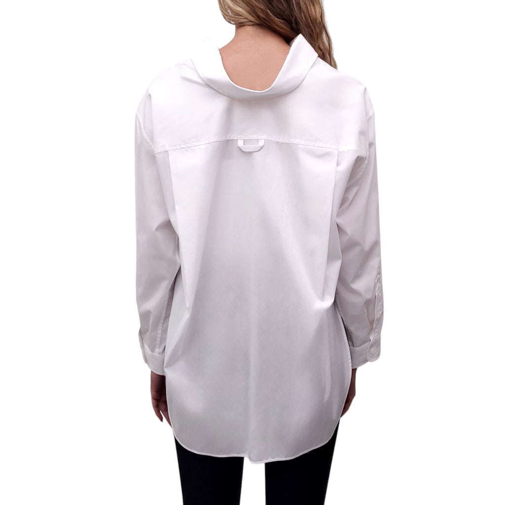 BALENCIAGA WHITE COTTON OVERSIZED BLOUSE - SIZE 34
