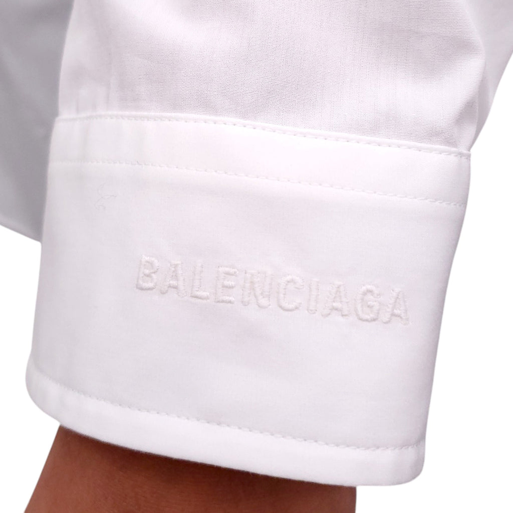 BALENCIAGA WHITE COTTON OVERSIZED BLOUSE - SIZE 34