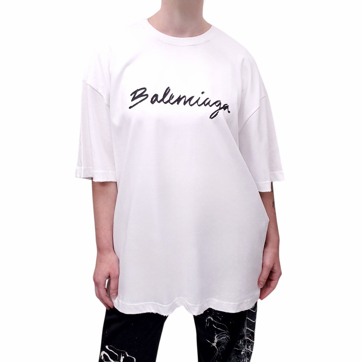 BALENCIAGA WHITE OVERSIZED T-SHIRT - SIZE L
