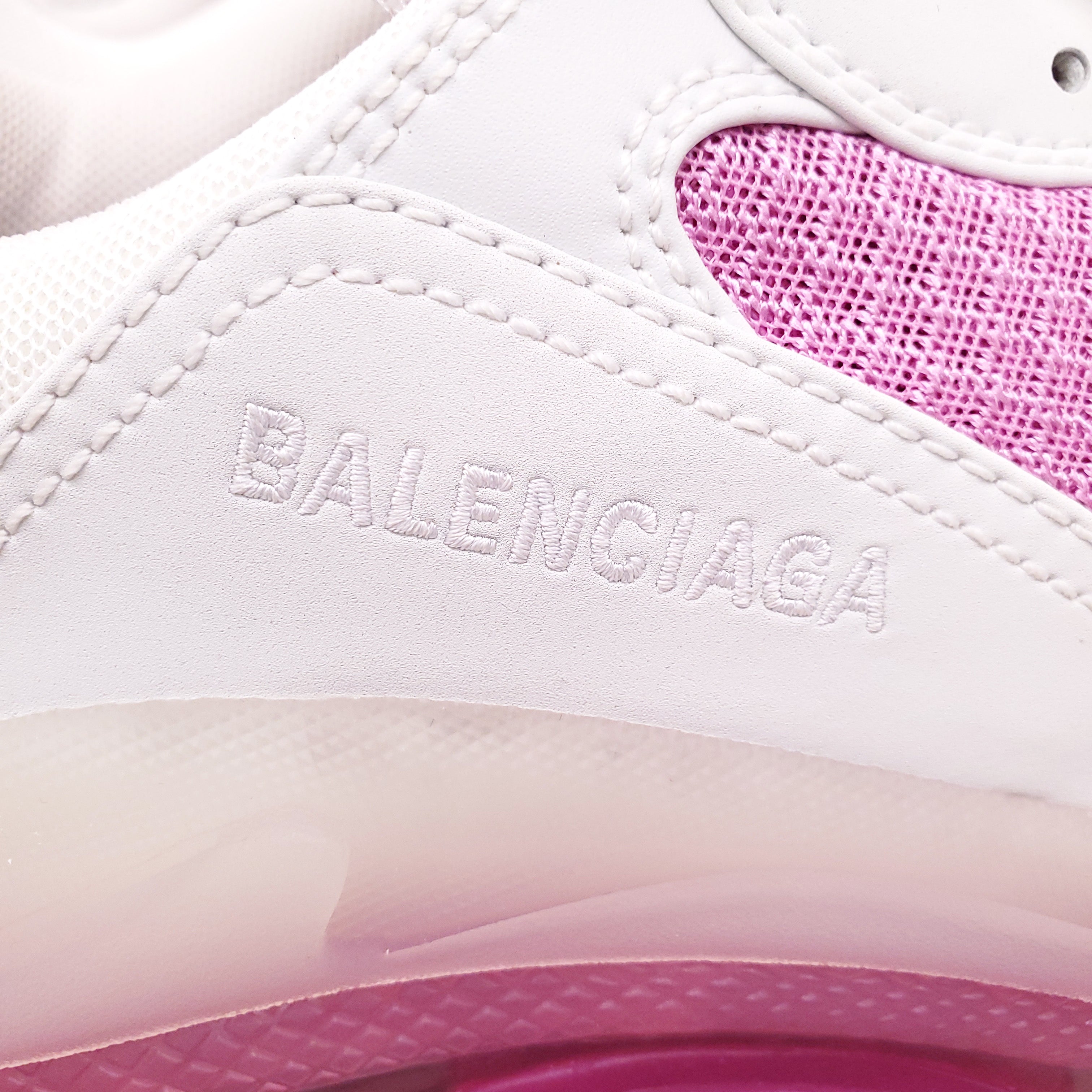 BALENCIAGA WHITE/PINK FLUO CLEAR SOLE SNEAKERS - SIZE 41