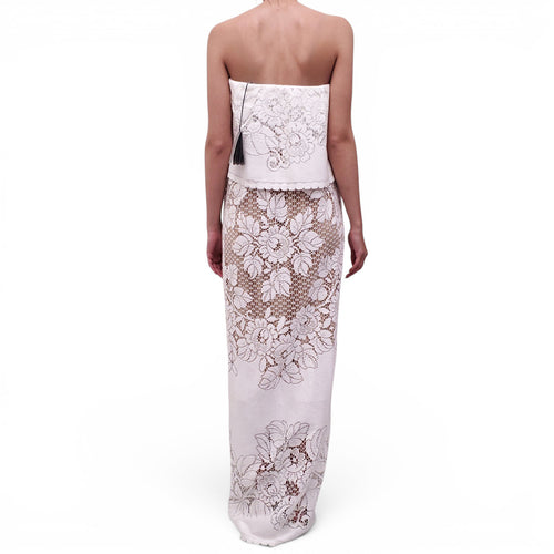 BALENCIAGA WHITE 'UPCYCLED TABLECLOTH' LACE DRESS - SIZE 38