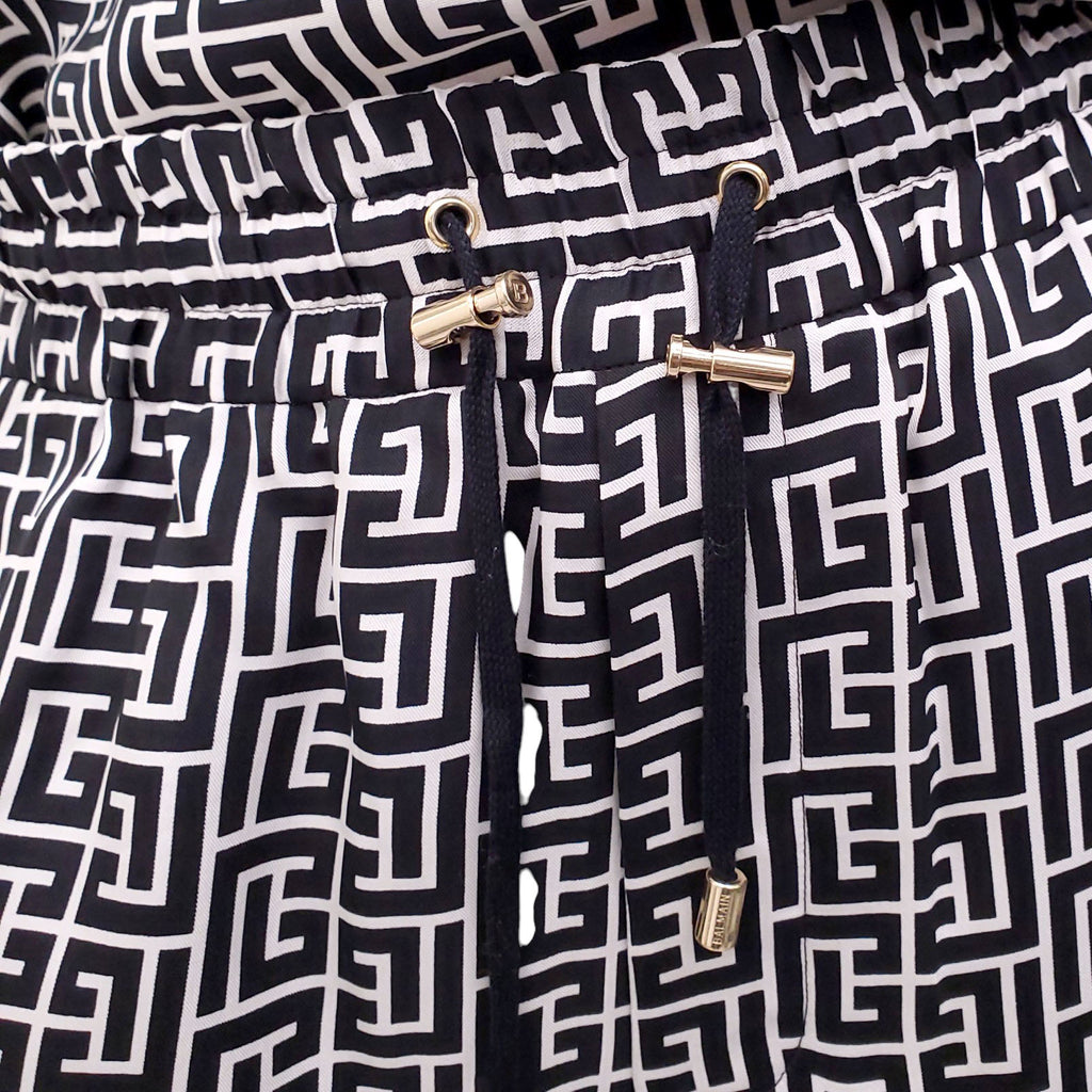 BALMAIN BLACK AND WHITE PATTERNED TANK TOP AND TROUSERS SET - SIZE 38