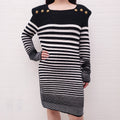 BALMAIN BLACK AND WHITE STRIPED SAILOR STYLE KNIT DRESS - SIZE 42