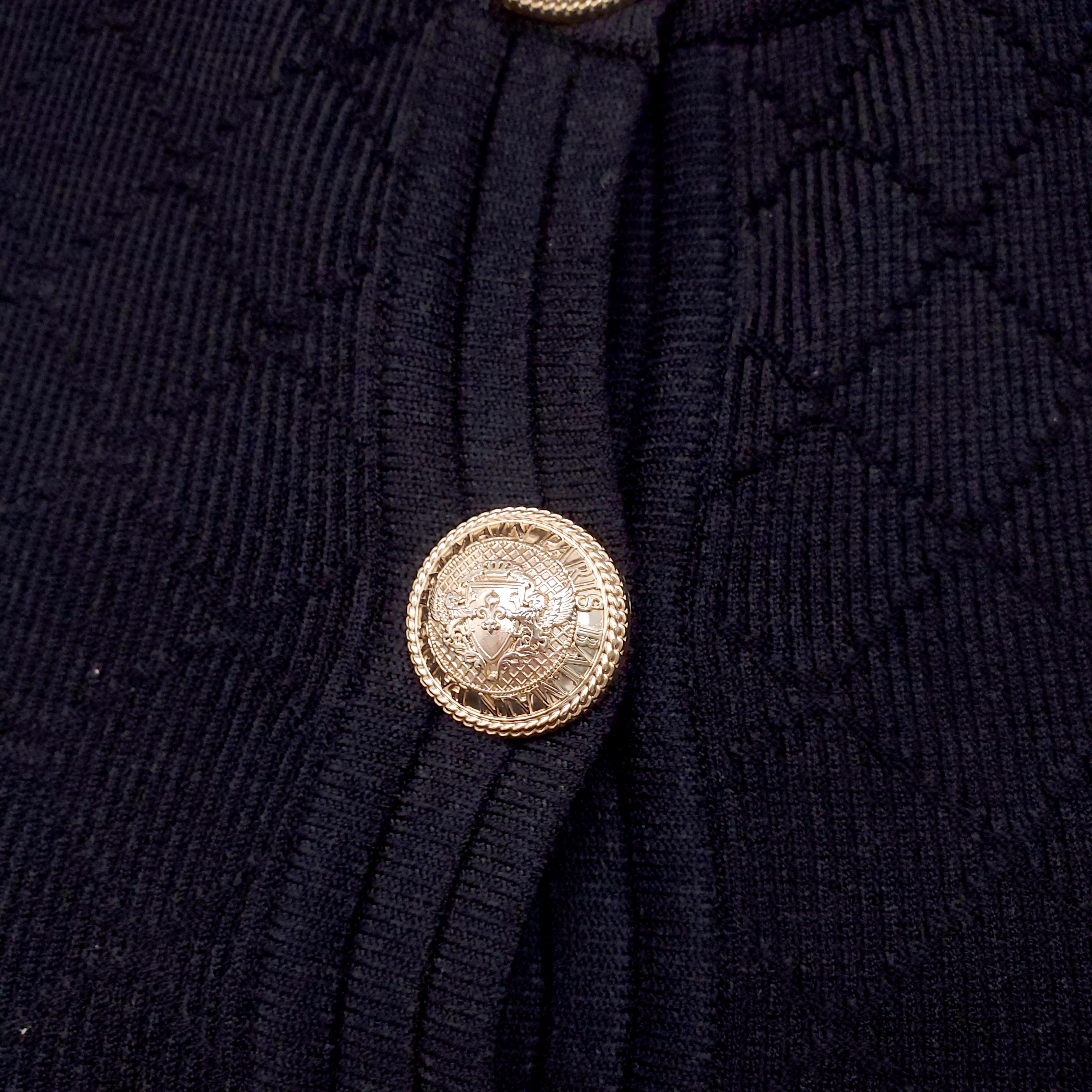BALMAIN BLACK KNIT BLAZER WITH GOLD BUTTONS - SIZE 44