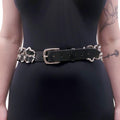 BALMAIN BLACK LEATHER CHAIN LINK BELT - SIZE 80