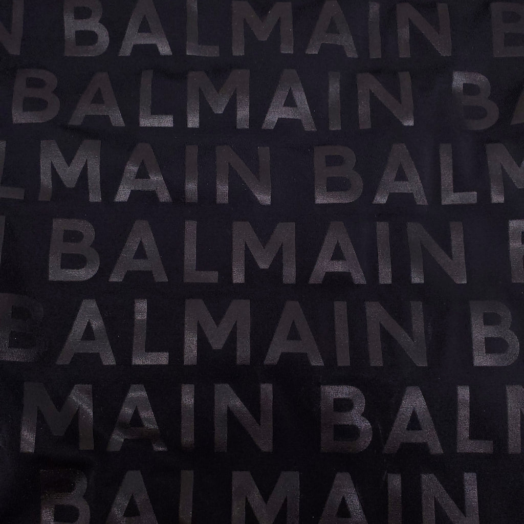 BALMAIN BLACK LOGO PRINTED ONE-PIECE SWIMSUIT - SIZE 34
