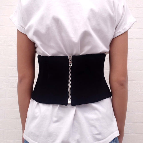 BALMAIN BLACK WAIST BELT WITH ZIPPER - SIZE 4