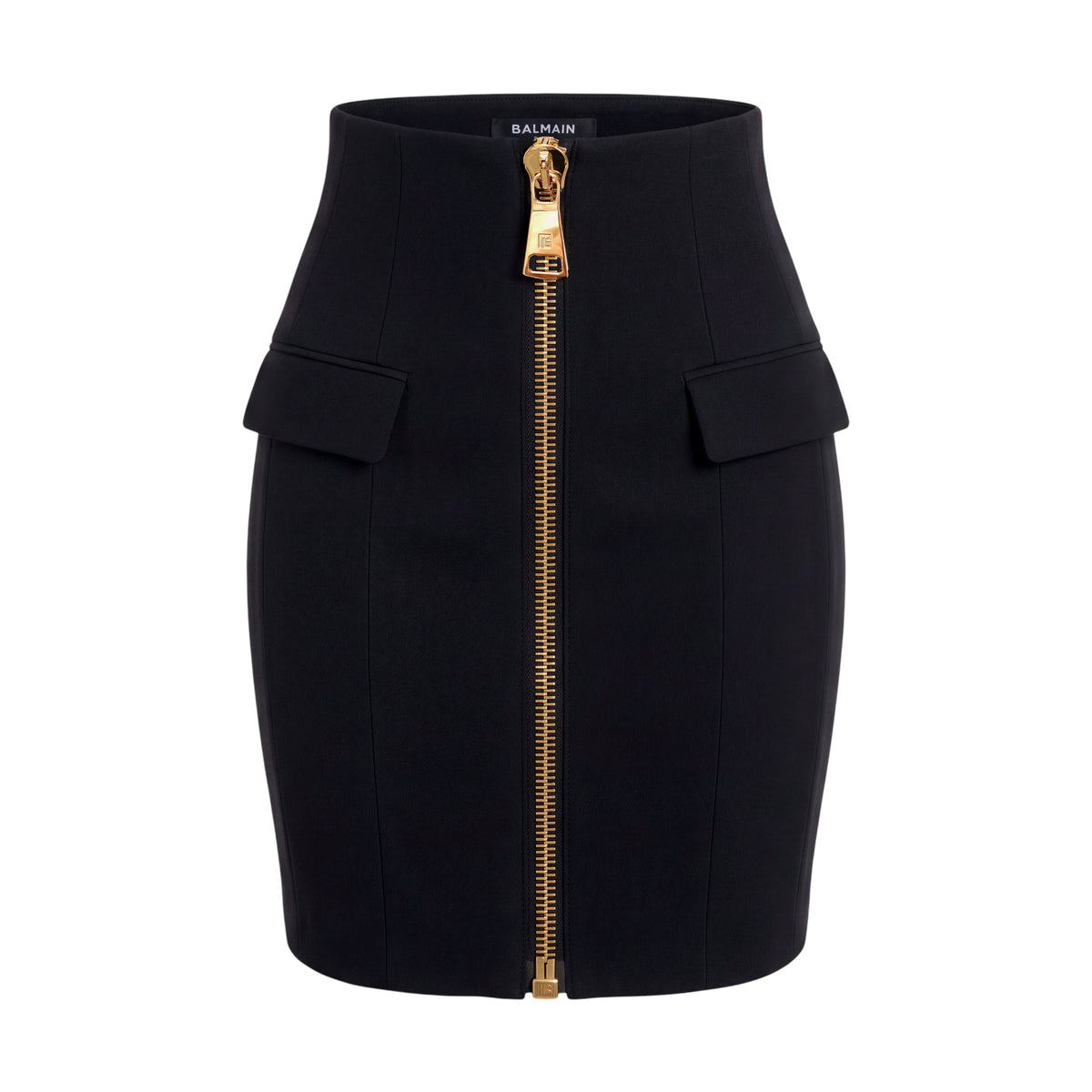 BALMAIN BLACK ZIP KNEE SKIRT - SIZE 40