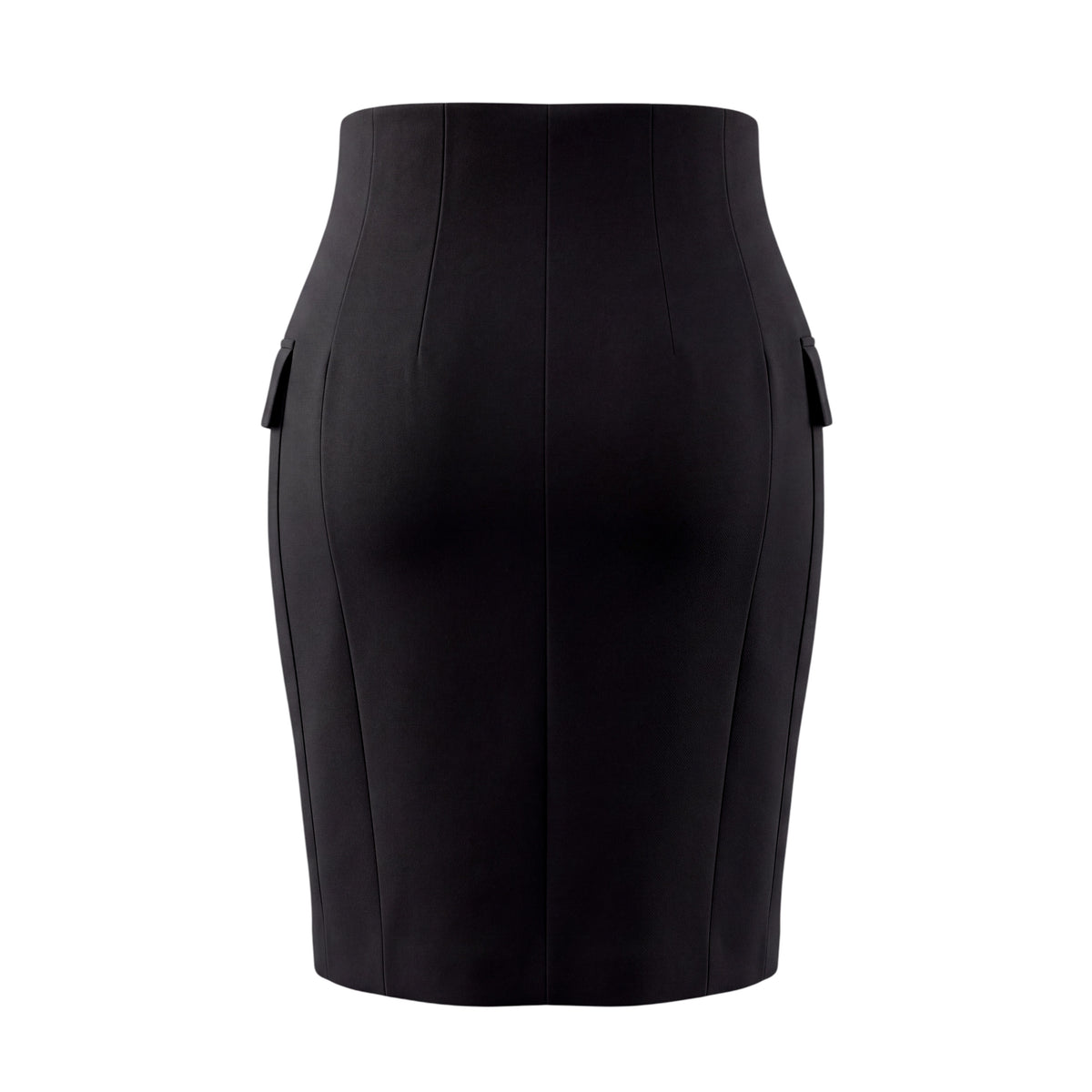 BALMAIN BLACK ZIP KNEE SKIRT - SIZE 40