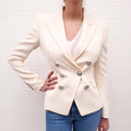 BALMAIN CREAM BLAZER WITH SILVER BUTTONS - SIZE 36
