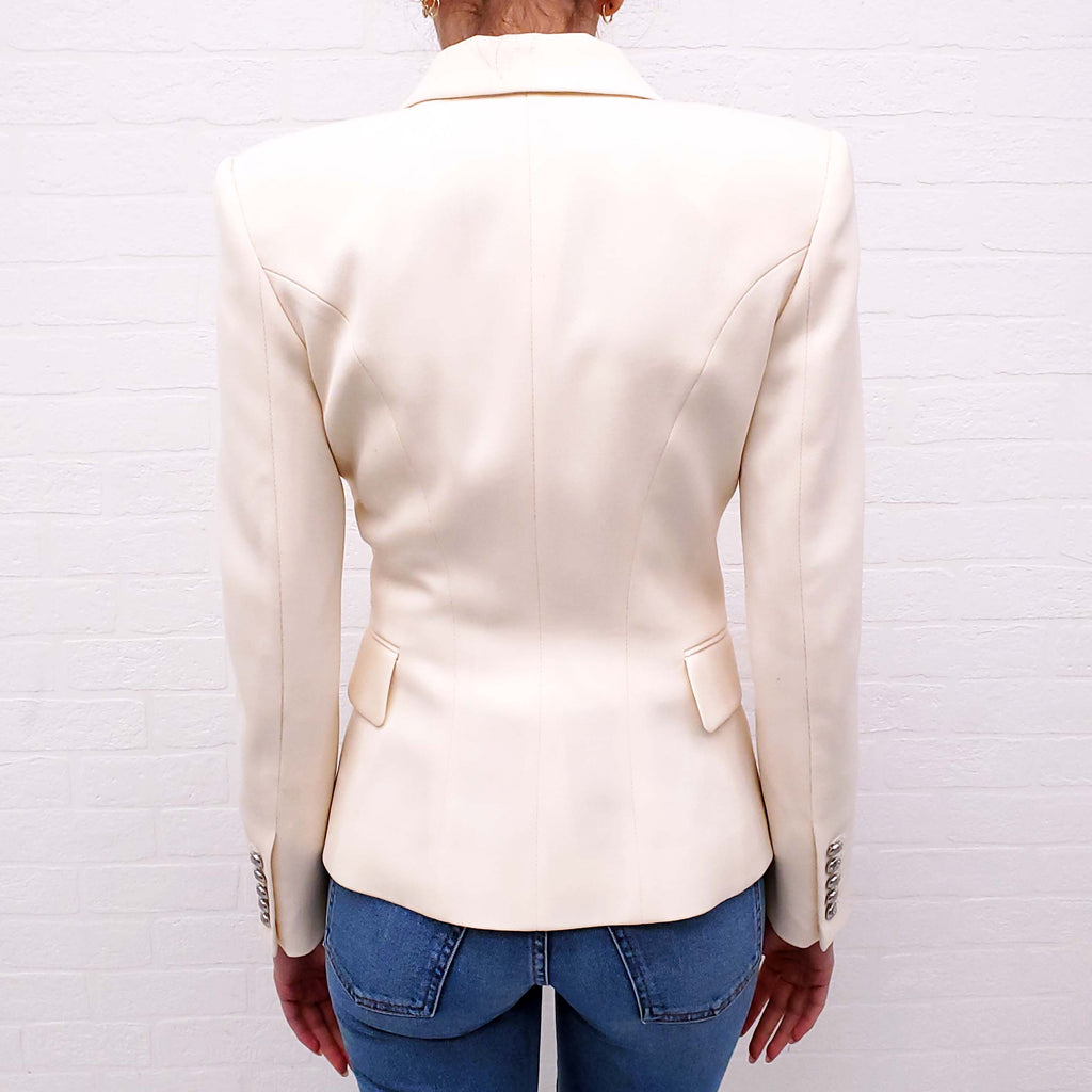 BALMAIN CREAM BLAZER WITH SILVER BUTTONS - SIZE 36