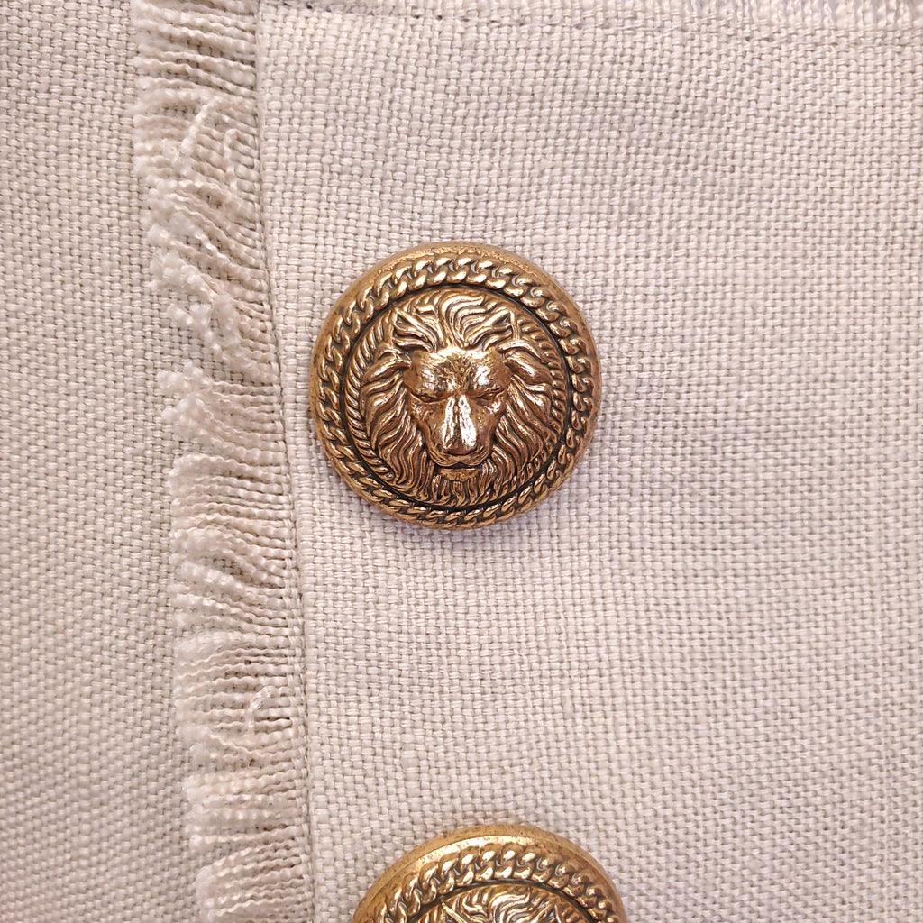 BALMAIN CREAM DENIM SKIRT WITH LOGO - SIZE 42